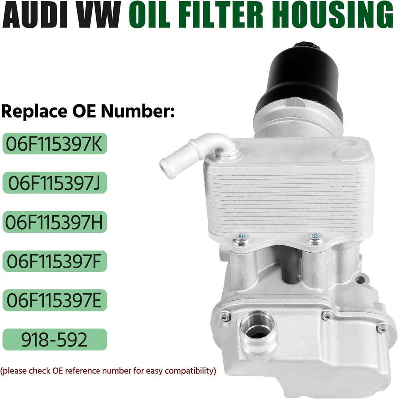 SOASEMBE 06F115397J Aluminium A4 Engine Oil Filter Housing with Engine Oil Cooler Assembly for Audi A3 A4 TT Quattro 06F115397H 06F115397K VW Passat Oil Cooler Compatible with VW Jetta GTI Golf EOS 2.0L L4 - Image 3